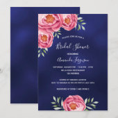 Invitation Fête des mariées de flûtes bleu bleu marine (Devant / Derrière)