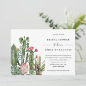 Invitation Fête des mariées DE FOLIAGE CACTI FLORAL ROSE (Debout devant)