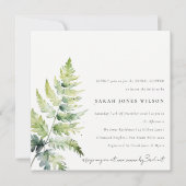 INVITATION FÊTE DES MARIÉES DE FOLIAGE DE FERN VERT OR (Devant)