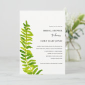 INVITATION FÊTE DES MARIÉES DE FOLIAGE DE FERN VERT OR (Debout devant)
