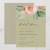 INVITATION FÊTE DES MARIÉES DE FOLIAGE DE FLEURS D'EAU DE COU (Devant / Derrière)