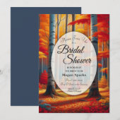 Invitation Fête des mariées de forêt d'automne de bouleaux ru (Devant / Derrière)
