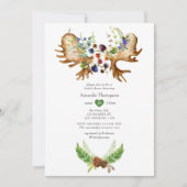 Invitation Fête des mariées de forêt rustique aquarelle (Devant)