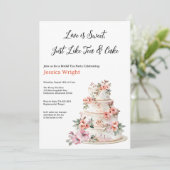 Invitation Fête des mariées de gâteau à carreaux floraux pour (Debout devant)