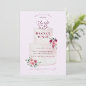 Invitation Fête des mariées de gâteau floral de Bourgogne (Debout devant)