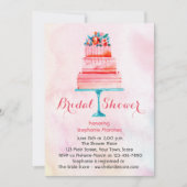 Invitation Fête des mariées de gâteau Mariage aquarelle (Devant)