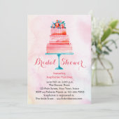 Invitation Fête des mariées de gâteau Mariage aquarelle (Debout devant)