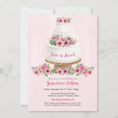 Invitation Fête des mariées de gâteau Mariage rose Aquarelle (Devant)