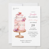 Invitation Fête des mariées de gâteau rose (Devant)