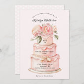 Invitation Fête des mariées de gâteau rose (Devant / Derrière)