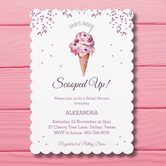 Invitation Fête des mariées de glace rose à Parties scintilla