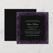 Invitation Fête des mariées de glam Confetti violet en argent (Devant / Derrière)