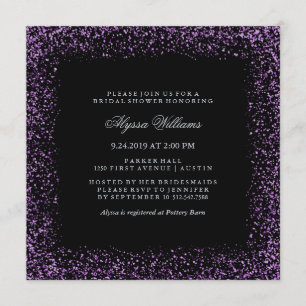 Invitation Fête des mariées de glam Confetti violet en argent