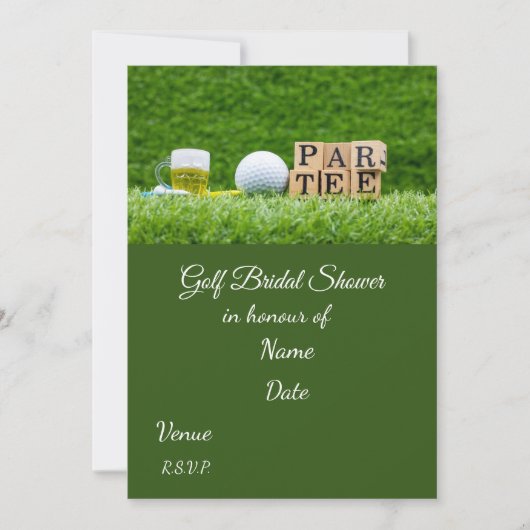 Invitation Fête des mariées de golf avec balle de golf Enregi (Devant)