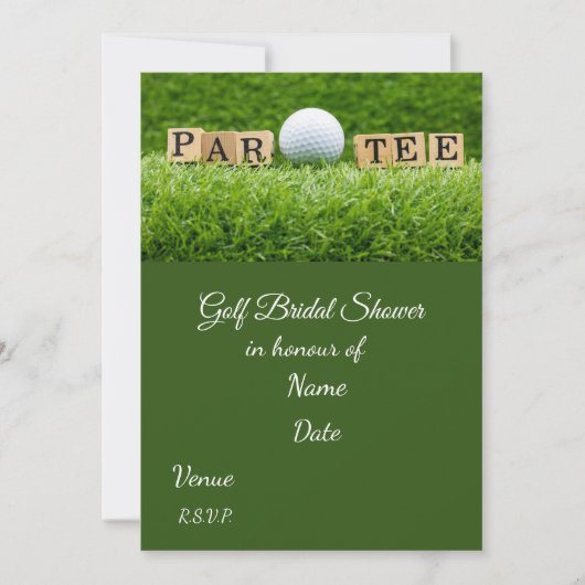 Invitation Fête des mariées de golf avec balle de golf Enregi (Devant)