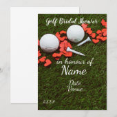 Invitation Fête des mariées de golf avec balle de golf et coe (Devant / Derrière)