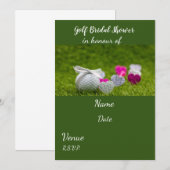 Invitation Fête des mariées de golf avec balle de golf et coe (Devant / Derrière)