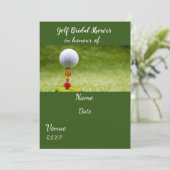 Invitation Fête des mariées de golf avec golf (Debout devant)