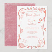 Invitation Fête des mariées de gribouillis de fraise (Devant / Derrière)