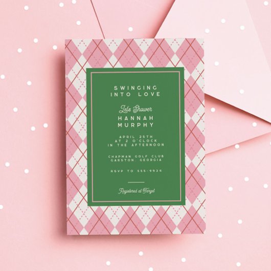 Invitation Fête des mariées de Jacquard de golf Green Pink