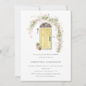 Invitation Fête des mariées de jardin à fleurs rose rustique (Devant)