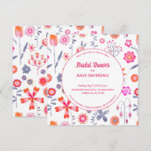 Invitation Fête des mariées de Jardin aux Fleurs Roses Modern (Devant / Derrière)