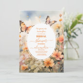 Invitation Fête des mariées de jardin aux papillons blancs dé (Debout devant)