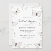 Invitation Fête des mariées de jardin aux papillons blancs dé (Devant)