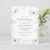 Invitation Fête des mariées de jardin aux papillons blancs dé (Debout devant)