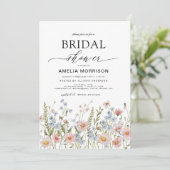 Invitation Fête des mariées de jardin bleu fleur sauvage Dust (Debout devant)