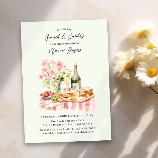 Invitation Fête des mariées de jardin de Brunch et Bubbly
