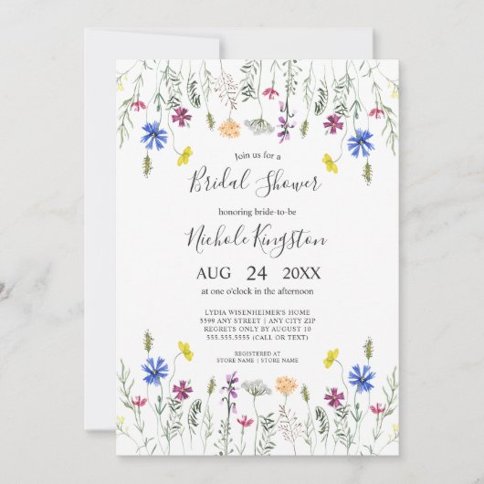 Invitation Fête des mariées de jardin fleur sauvage  (Devant)