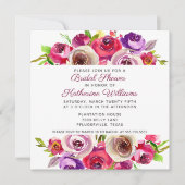 Invitation Fête des mariées de jardin romantique rose vibre (Devant)