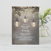 Invitation Fête des mariées de jardin Rustique Country Lanter (Debout devant)