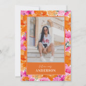 Invitation Fête des mariées de Jardin Vibrant Rose et Orange (Dos)