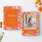 Invitation Fête des mariées de Jardin Vibrant Rose et Orange