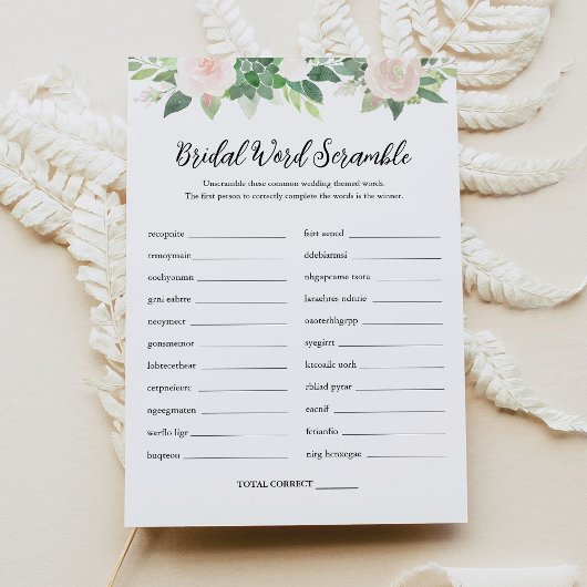 Invitation FÊTE DES MARIÉES de jeu DEVON Word Scramble
