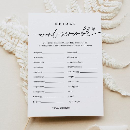 Invitation Fête des mariées de jeu EVERLEIGH Word Scramble