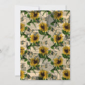 Invitation Fête des mariées de journal de tournesol jaune rét (Dos)