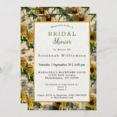 Invitation Fête des mariées de journal de tournesol jaune rét (Devant / Derrière)