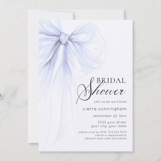 Invitation Fête des mariées de la boîte à coquette bleu doux (Devant)