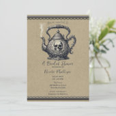 Invitation Fête des mariées de la bouilloire à thé pour le cr (Debout devant)