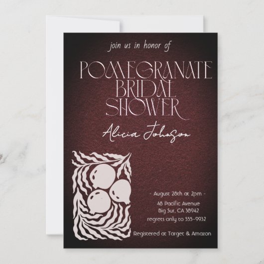 Invitation Fête des mariées de la branche de grenade (Devant)
