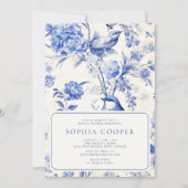 Invitation Fête des mariées de la Chinoiserie Bleue et Blanch (Devant)