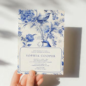 Invitation Fête des mariées de la Chinoiserie Bleue et Blanch