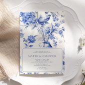 Invitation Fête des mariées de la Chinoiserie Bleue et Blanch