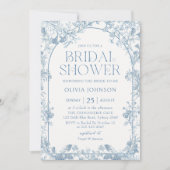 Invitation Fête des mariées de la Chinoiserie Florale bleue (Devant)