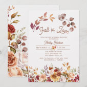 Invitation Fête des mariées de la chute florale dans l'amour (Devant / Derrière)