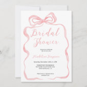 Invitation Fête des mariées de la corbeille d'aquarelle rose  (Devant)