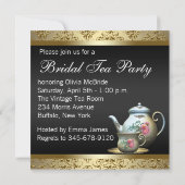 Invitation Fête des mariées de la Coupe de Thé Noir Rose (Dos)